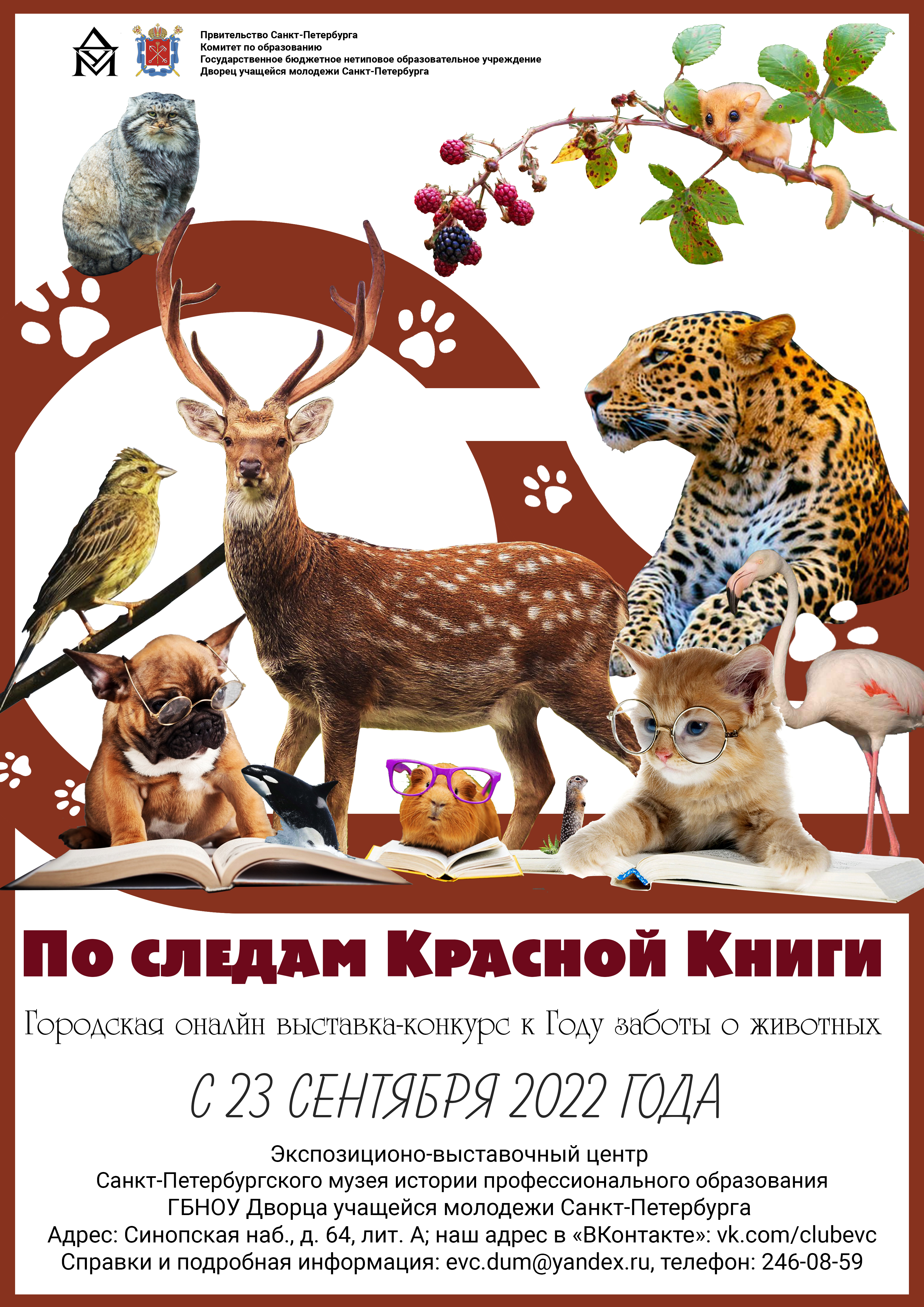 23 сентября: Городская онлайн выставка-конкурс «По следам Красной книги»,  посвященной Году заботы о животных | ГБНОУ ДУМ СПб